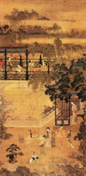 Tang Yin Bohu Painting - ladies in park old China ink
